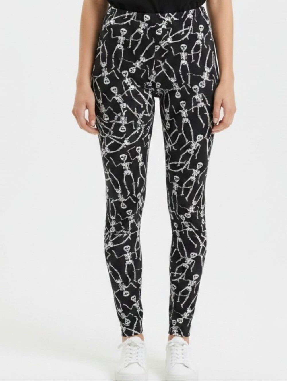 NWT Skeleton Print Leggings Small runs smaller  Black Goth Stretch Pants
